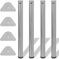 vidaXL Tafelpoten in hoogte verstelbaar geborsteld nikkel 710 mm 4 st
