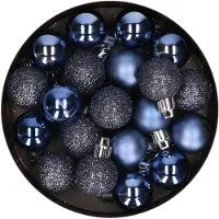 Cosy & Trendy 20x stuks kleine kunststof kerstballen donkerblauw 3 cm - Kerstbal