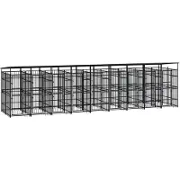 vidaXL Hondenkennel met dak 16,59 m² staal