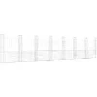 vidaXL Schanskorf U-vormig met 8 palen 860x20x200 cm ijzer