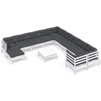 vidaXL 12-delige loungeset voor de tuin met kussens, wit, van grenenhout