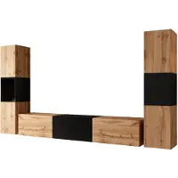 Meubella Wandmeubel mat zwart eiken Set van 3 TV-Meubel