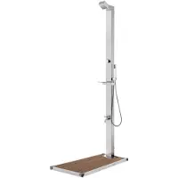 vidaXL Buitendouche met bruine basis 225 cm roestvrij staal