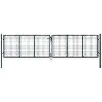 vidaXL Portail en Maille de Jardin Portillon de Jardin Porte de Jardin Portillon de Patio Porte de Terrasse Extérieur Acier Galvanisé 400x125 cm Gris