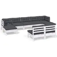vidaXL 9-delige Loungeset met kussens grenenhout wit