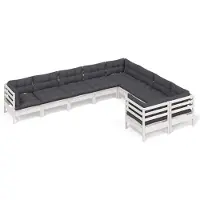 vidaXL 9-delige Loungeset met kussens grenenhout wit