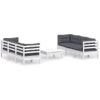 vidaXL 7-delige Loungeset met antracietkleurige kussens grenenhout