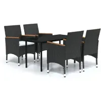 vidaXL 5-delige Tuinset met kussens zwart