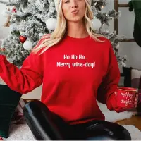 B&C Kerst Sweater- Hohoho Merry wine day. Foute kersttrui. Maat XXL