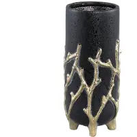Ptmd collection PTMD Quin Bloempot - 13 x 13 x 30 cm - Keramiek - Zwart