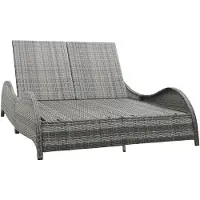 vidaXL Ligbed tweepersoons met kussen poly rattan antraciet