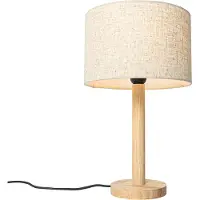 QAZQA Landelijke tafellamp hout met linnen kap beige 25 cm - Mels
