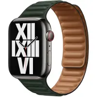 Apple Watch 38/40/41 mm Leather Link Horlogeband Sequoia-groen - Small/Medium
