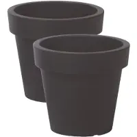 Prosperplast 2x stuks basic plantenpot/bloempot kunststof dia 16 cm/hoogte 14.5 cm antraciet grijs - Plantenpotten