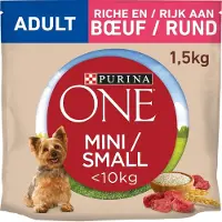 Purina One 2x Adult Mini Small - hondenvoer - Rund - 1.5kg