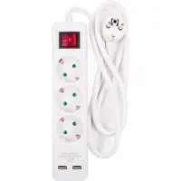Benson 3 Weg Stekkerdoos Met Schakelaar En USB2 Aansluiting - 150cm
