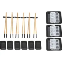 Excellent houseware 24-delige sushi serveer set voor 6 personen - keramiek - zwart