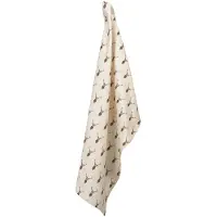Clayre & Eef Theedoek 50x70 cm Beige Rood Katoen Rechthoek Hert Vaatdoek Beige Vaatdoek