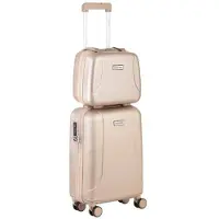 Carryon Skyhopper Handbagage en Beautycase - 55cm TSA Trolley en Make-up koffer - Champagne