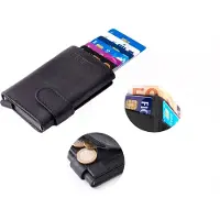 Figuretta Leren Cardprotector - Pasjeshouder - Creditcardhouder met papier en muntgeldvak - Triple Fold- Zwart
