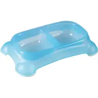 Nobleza Dubbele Voerbak voor Honden en Katten - Anti-slip - Kunststof - Blauw - Maat S