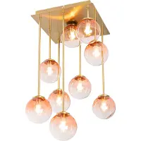 QAZQA Art Deco plafondlamp goud met roze glas 9-lichts - Athens