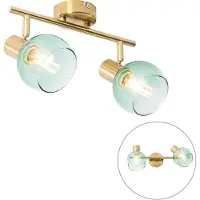 QAZQA Art Deco spot goud met groen glas 2-lichts - Vidro