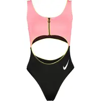 Nike Color Block Cutout One Piece Swimsuit Women, zwart/roze XS 2021 Badmode