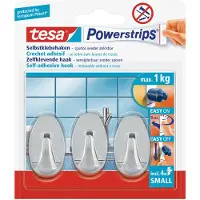 Beiersdorf Powerstrips Haken Ovaal Small - Chroom - 3 Stuks