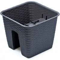 Prosperplast 1x Kunststof Ratolla vierkante rotan balkon plantenpotten/bloempotten antraciet 8,5 liter - Plantenpotten