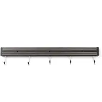 Hendi Messenmagneet met 5 haken – 2 sterke magneetstrips – 470 mm – eenvoudig te monteren