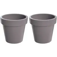Prosperplast Set van 2x stuks grote steengrijze kunststof bloempotten/plantenpotten 60 cm - Plantenpotten