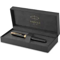 Parker Sonnet rollerballpen | zwart met goud afgewerkte trim | fijne punt met zwarte inkt | met Geschenkdoos