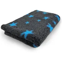 Topmast Vetbed Stars - Antraciet en Blauw - Antislip Hondenmat - 100 x 75 cm - Benchmat - Hondenkleed - Voor Honden - Machine Wasbaar - Droogloopmat