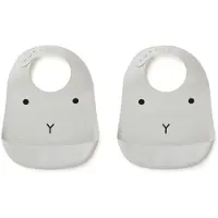 Liewood - Tilda Silicone Slabbetje (set van 2) - Rabbit Dumbo Grey