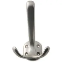 Merkloos 1x Zilverkleurige garderobe haakjes / jashaken / kapstokhaakjes aluminium dubbele haak 11 x 6,8 cm - Kapstokhaken