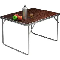 Casaria Campingtafel Houtlook Aluminium 80x60x70cm Inklapbaar