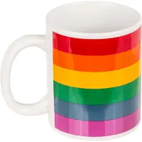 Out of the blue Koffiemok/drinkbeker - Pride/regenboog thema kleuren - keramiek - 9 x 8 cm - feest mokken