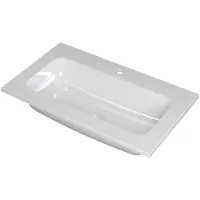 Ink Faktor Meubelwastafel 80x45cm Polystone Centraal - 1 Kraangat - Glans Wit - 8718835041687 - Rechthoekig - Wastafels, Meubelwastafels
