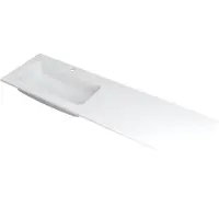 Ink Faktor Meubelwastafel 160x45cm Polystone - Links - 1 Kraangat - Mat Wit - 8718835042196 - Rechthoekig - Wastafels, Meubelwastafels