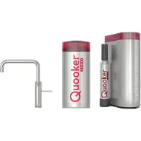 Quooker Fusion Square kokendwaterkraan - draaibare uitloop - Combi incl. Cube reservoir - Warm / kokend / bruisend / gefilterd water - RVS 22FSRVS-CUBE