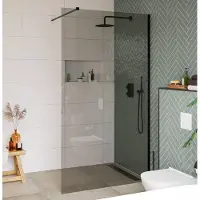 Saqu Modulo inloopdouche incl. antikalk 120x210cm grijs glas/mat zwart