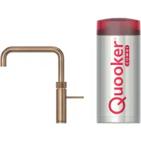 Quooker Fusion Square messing patina met COMBI boiler 3-in-1 kokend water kraan