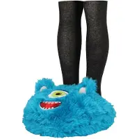 Apollo Grote voetenwarmer slof - monster - blauw - one size - 30 x 27 cm - polyester - dierensloffen
