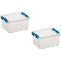 Sunware 2x stuks kunststof stapelbare opbergbakken 2 liter 20 x 15 x 10 cm - Opbergbox