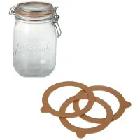 Le Parfait Luchtdichte weckpot transparant glas 1L met inmaakringen - Weckpotten