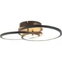 QAZQA Plafondlamp zwart 45 cm incl. LED 3 staps dimbaar - Rowin