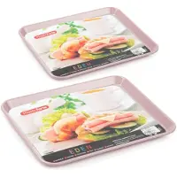 Forte Plastics Dienbladen/serveerbladen voordeelset van 2 formaten in oud roze kunststof - Dienbladen
