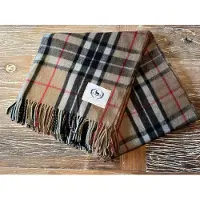 R&D Leder Wollen Tartan plaid - Camel Thomson - Warm - tijdloos - zacht - dikke wol - deken