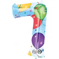Amscan Grote "7" met Ballonnen & Serpentines Folie Ballon 58 x 88 cm